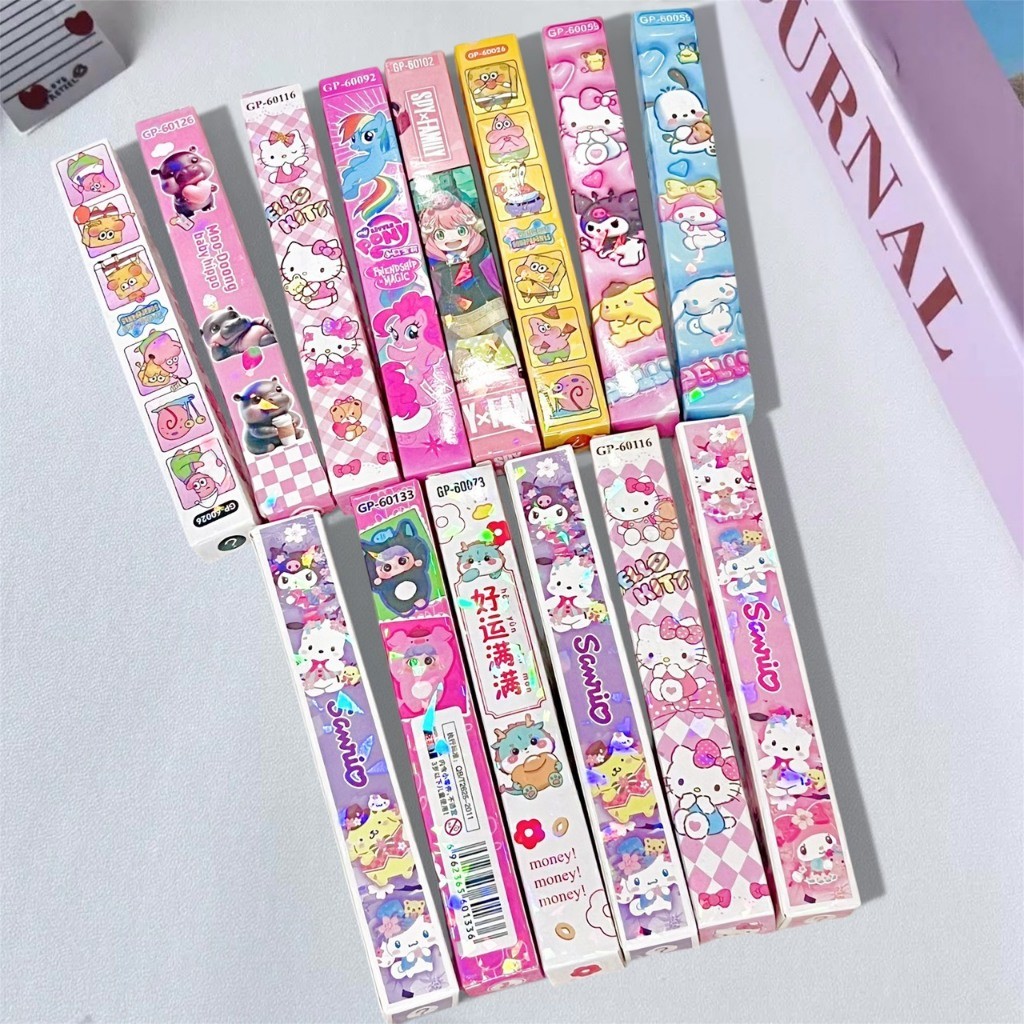 จุ่มลาย แพ็ค 5แท่ง ปากกา หมึกดำ ลายการ์ตูน น่ารักๆ มีกล่อง/ไม่มีกล่อง สุ่มลายน่ารัก พร้อมส่ง