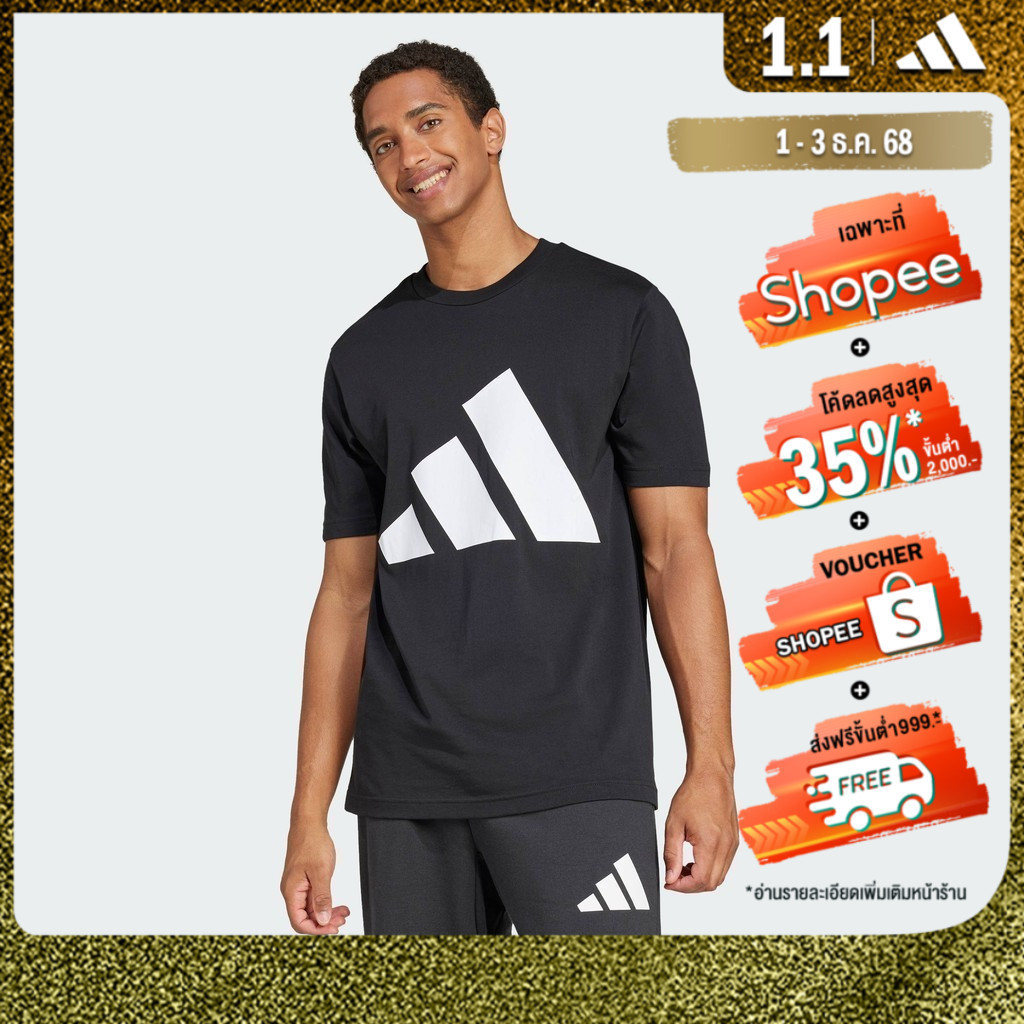 adidas ไลฟ์สไตล์ เสื้อยืด Essentials Big Logo ผู้ชาย สีดำ JE8945