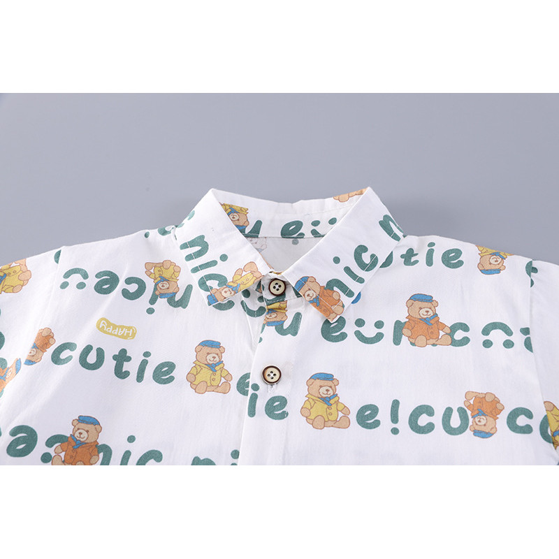 ชุดสูทสบายสำหรับเด็กปี 2026 เสื้อมีลายการ์ตูนหมีเต็มตัว + เสื้อกั๊กผ้าฝ้าย + ผ้ายีนส์สั้น ชุดสามชิ้น สำหรับทารกและเด็กวัยหัดเดิน ไซส์ 1-5 ปี - รูปที่ 4