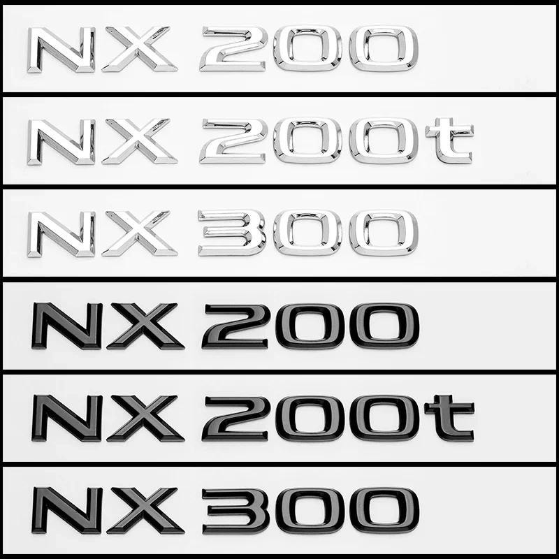 รถTrunk ABS Chrome Glossตัวอักษรสีดําโลโก้ป้ายสัญลักษณ์Decalsจัดแต่งทรงผมสติกเกอร์สําหรับLexus NX200