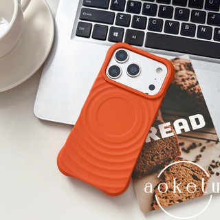 ผิวคลื่นแม่เหล็กเคสสีส้มเหมาะสําหรับ แอปเปิล 17 โปรแม็กซ์ เคสโทรศัพท์ ไอโฟน 16 โปรแม็กซ์ นุ่ม15สไตล์มินิมอลใหม่14/13รวมทุกอย่างซิลิโคนป้องกันการตกฝา