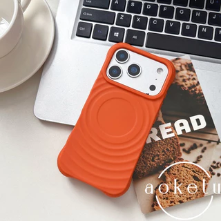 ผิวคลื่นแม่เหล็กเคสสีส้มเหมาะสําหรับ แอปเปิล 17 โปรแม็กซ์ เคสโทรศัพท์ ไอโฟน 16 โปรแม็กซ์ นุ่ม15สไตล์มินิมอลใหม่14/13รวมทุกอย่างซิลิโคนป้องกันการตกฝา