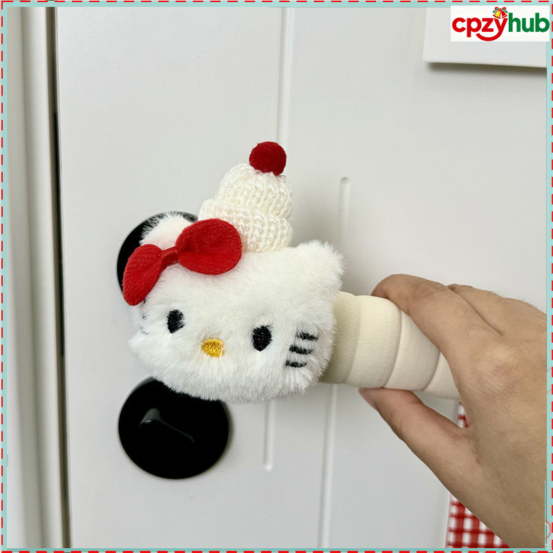 ตุ๊กตาน่ารัก แมวน่ารัก Doorknob ฝาครอบนุ่ม Anti Collision มือจับประตูสําหรับปีใหม่ Decor