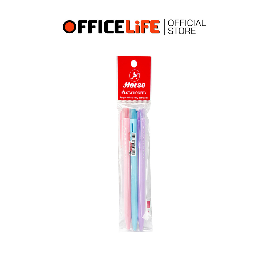 HORSE (ตราม้า) ปากกาลูกลื่น Sweet Ball Point Pen ปากกา รุ่น H-517 ขนาด 0.7 มม. ( แพ็ค 3 ด้าม )