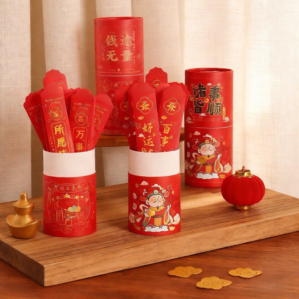 2026 ปีม้า Angpao God Of Wealth Design วาดซองจดหมายสีแดงจํานวนมากสําหรับเด็กของขวัญปีใหม่ - รูปที่ 2