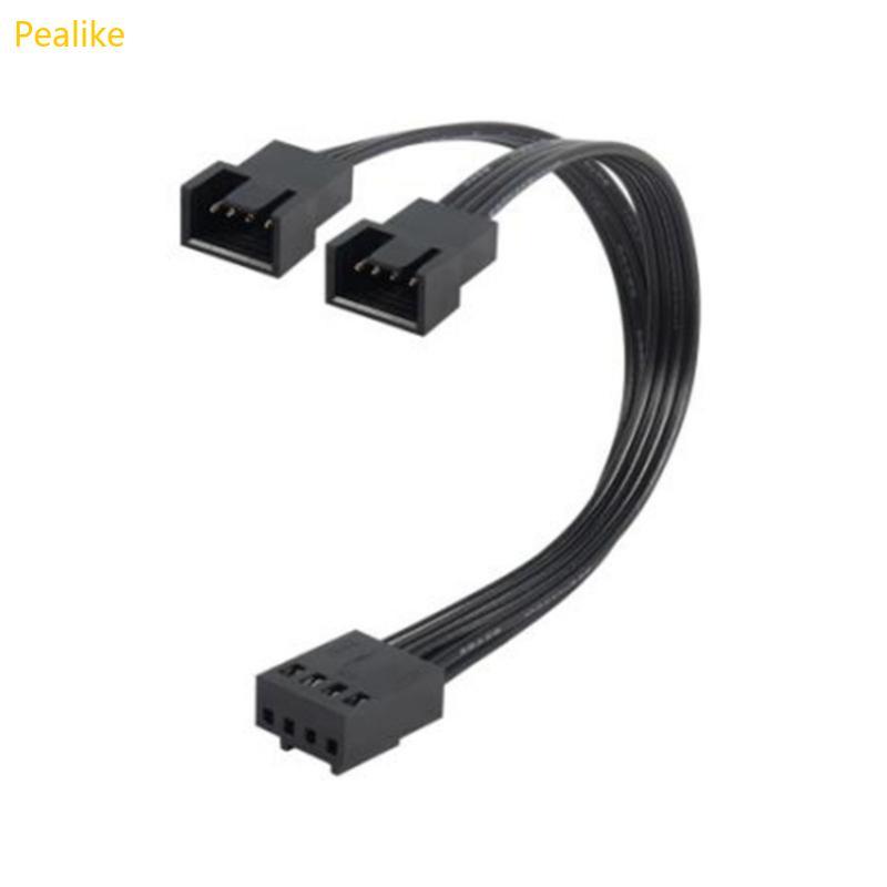 Pealike 1 ถึง 2 วิธี 4Pin PWM พัดลมสาย PWM Extension Splitter สายสีดํา Sleeved 13 ซม.สายต่อตัวเชื่อม
