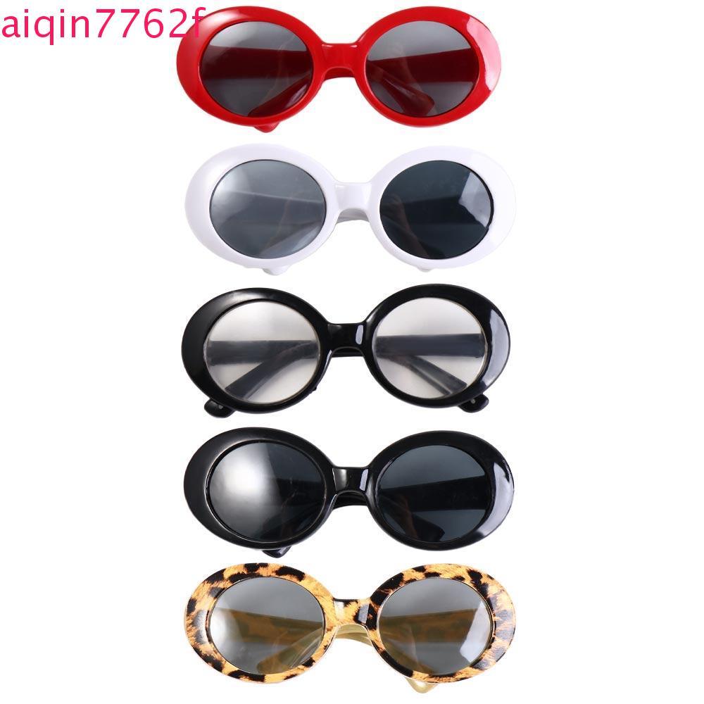 AIQINF แว่นกันแดดสัตว์เลี้ยง, แต่งตัวแว่นตาตุ๊กตาแฟชั่น, ของเล่นเด็ก Cool Round Frame Mini Dolls แว่