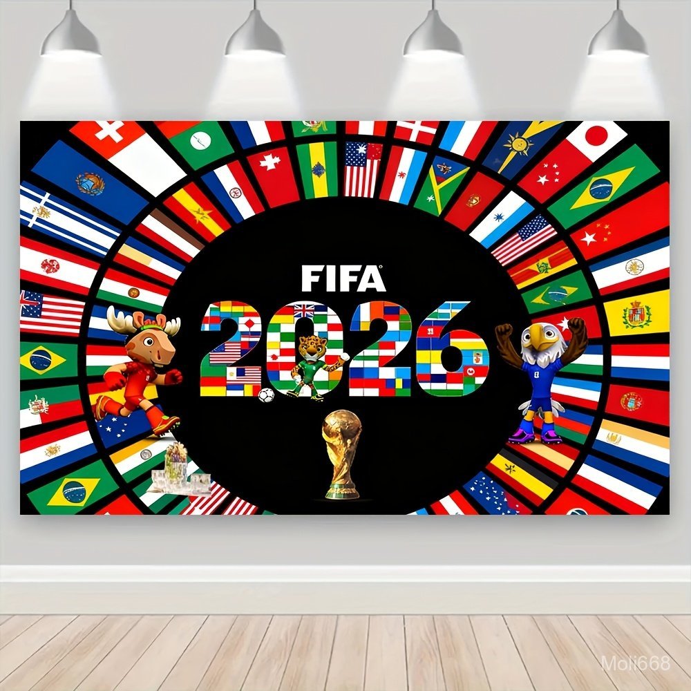 FIFA 2026 World Cup Themed Banner Backdrop, Indoor/Outdoor Party Decoration Hanging Cloth, Event Celebration Atmosphere