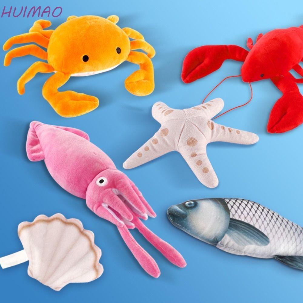 HUIMAO Ocean สัตว์ของเล่นตุ๊กตา, Marine Park ปลาดาว Scallop จําลองกุ้งก้ามกรามยัดไส้,ของเล่นสร้างสรรค์การ์ตูนปลา Aquarium ชุดอาหารทะเลปลาหมึกปูตุ๊กตาของเล่นเด็ก