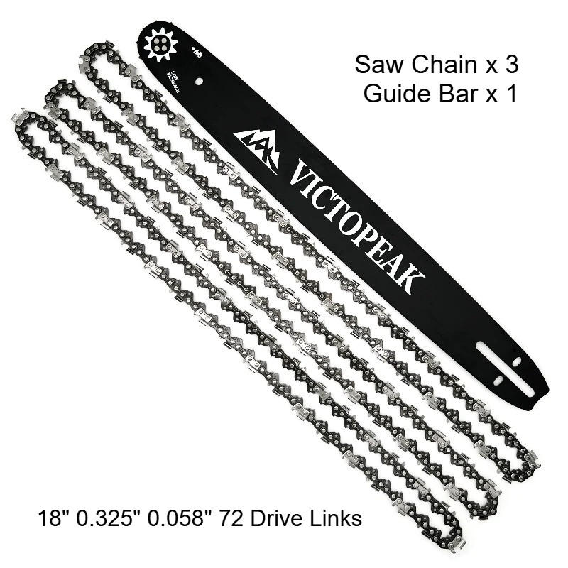 18" Chainsaw Guide Bar 0.325" 0.058" 72 ลิงค์ไดรฟ์ชิ้นส่วนเครื่องมือไฟฟ้าสวน