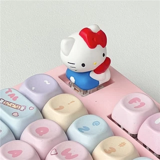 HelloKitty สติกเกอร์แป้นพิมพ์หนาเรซินคุณภาพสูงน่ารักการ์ตูนรูปลักษณ์สูงแป้นพิมพ์เครื่องกลหมวกปุ่มกด