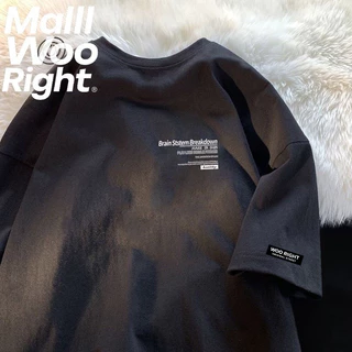 (จัดส่งตลอด 24 ชั่วโมง)Woo Right เสื้อคู่รักชายหญิงเกาหลี oversize สวมใส่สบาย สไตล์คลาสสิก พิมพ์ลายตัวอักษร897
