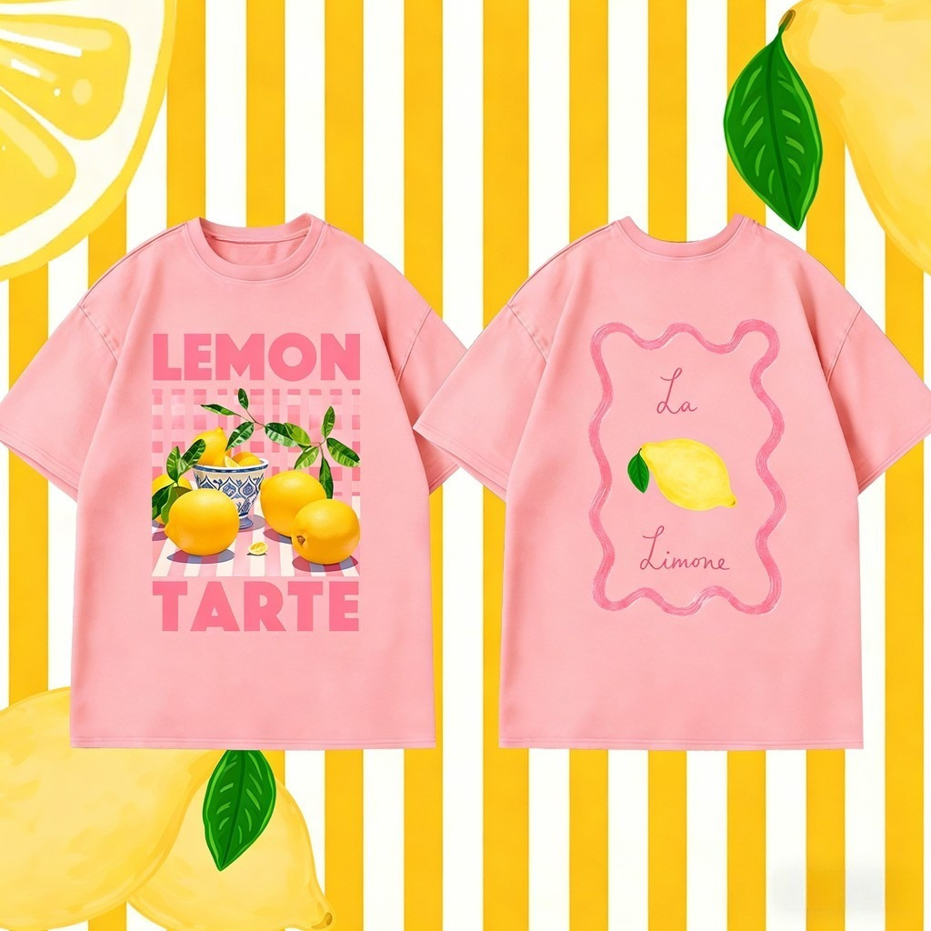 BOOM[COD]เสื้อแฟชั่น แขนสั้น คอกลม t shirt oversize  ใส่สบาย สไตล์ลำลอง unisex 'LEMON TARTE' 2026