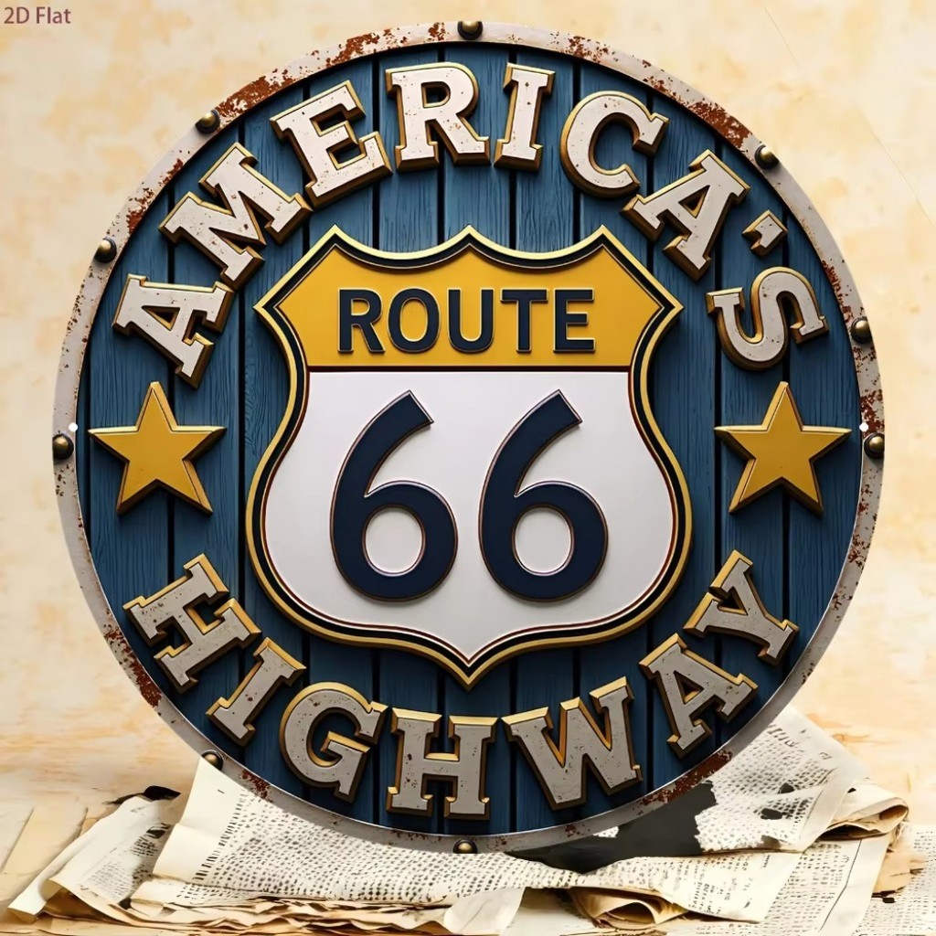HELLOYOUNG Vintage Route 66 ป้ายโลหะ Wall Art สําหรับตกแต่งโรงรถ Bar Cafe