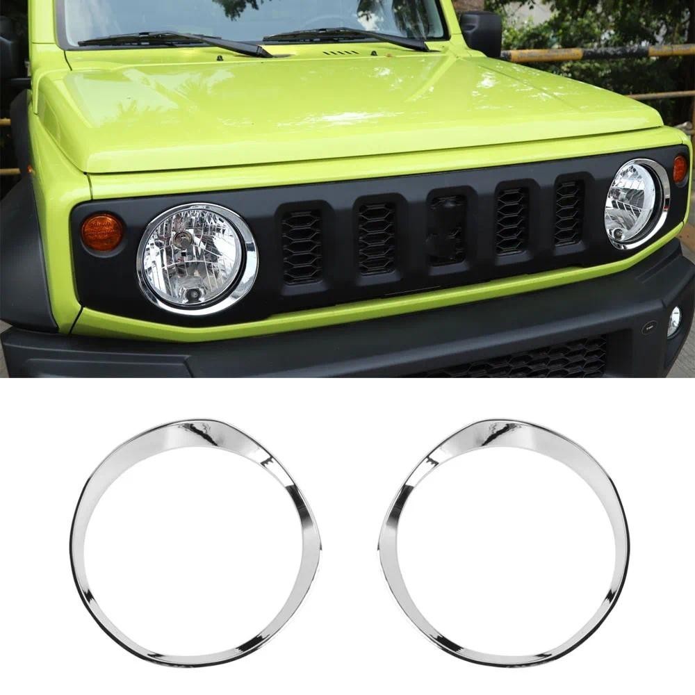 สําหรับ Suzuki Jimny 2019 + รถด้านหน้าโคมไฟตกแต่งแหวน Trim จัดแต่งทรงผมภายนอก Auto Moldings
