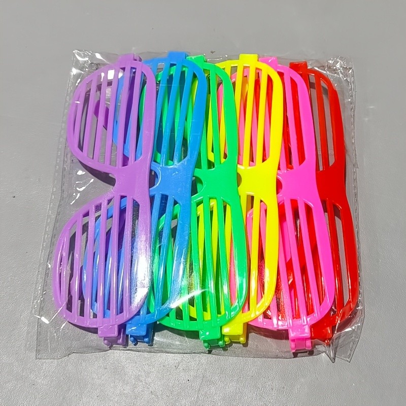 6 ชิ้น Neon Party Shutter Shades แว่นตา 80 S 90 S Retro Slotted แว่นตากันแดดพลาสติกสําหรับ Hip Hop Disco & Birthday Party Favors