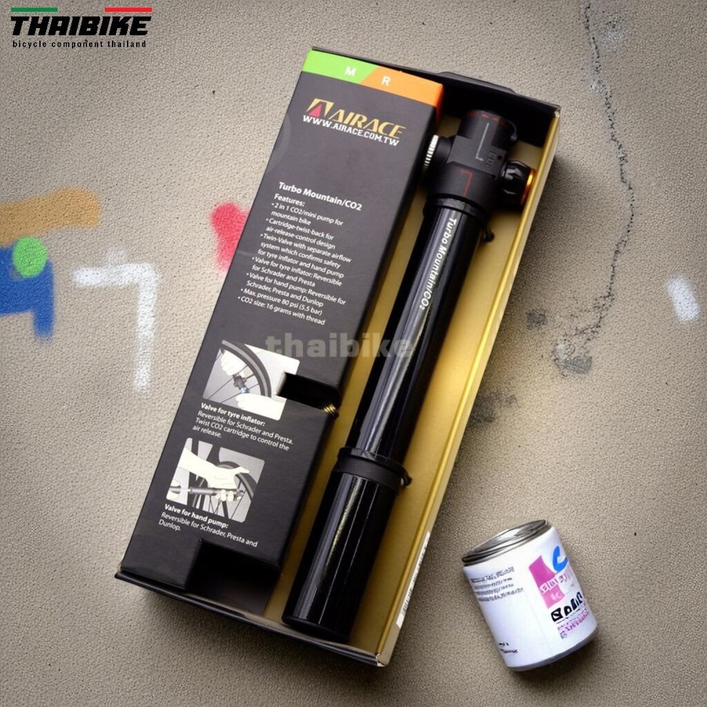 สูบจักรยานแบบพกพา พร้อมหัว CO2 AIRACE AC-06 สูบ CO2