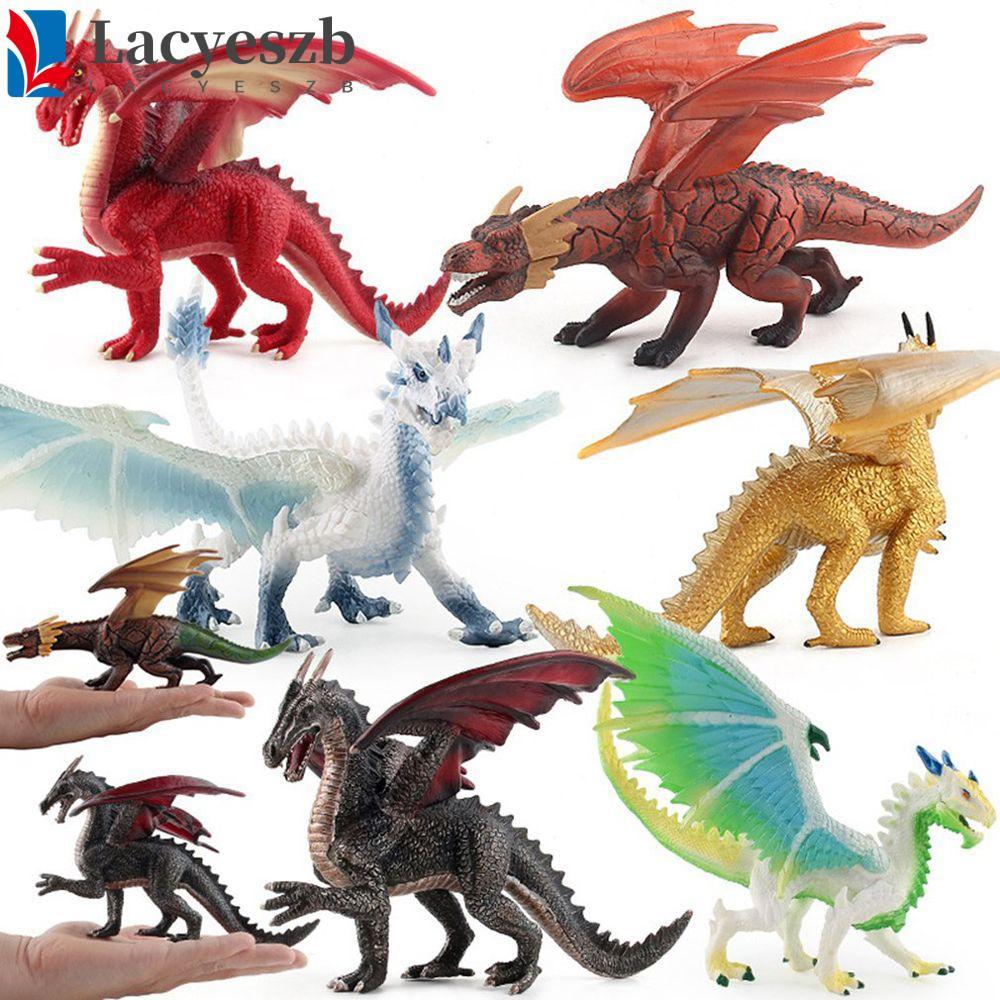 LACYESZB Ice Dragons รูปของเล่น Movable Figurine Lava Dragon Dragon ตุ๊กตาการศึกษาตกแต่งบ้าน Pvc ของเล่นไดโนเสาร์