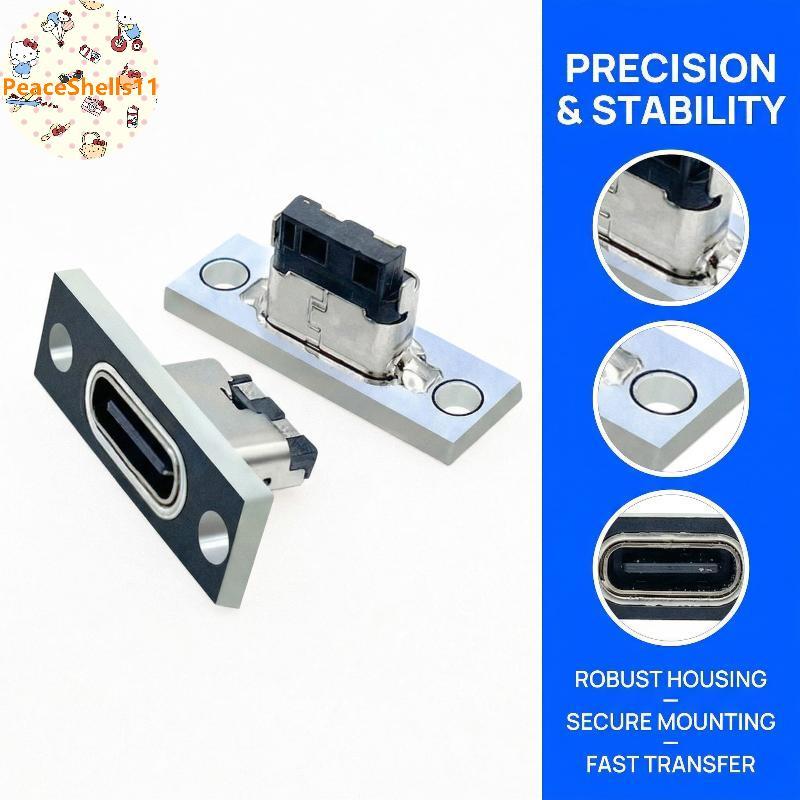 PeaceShells Type C USB 31 Female Connector 2 Pin with Mount Plate for Secure PCB Integration VN