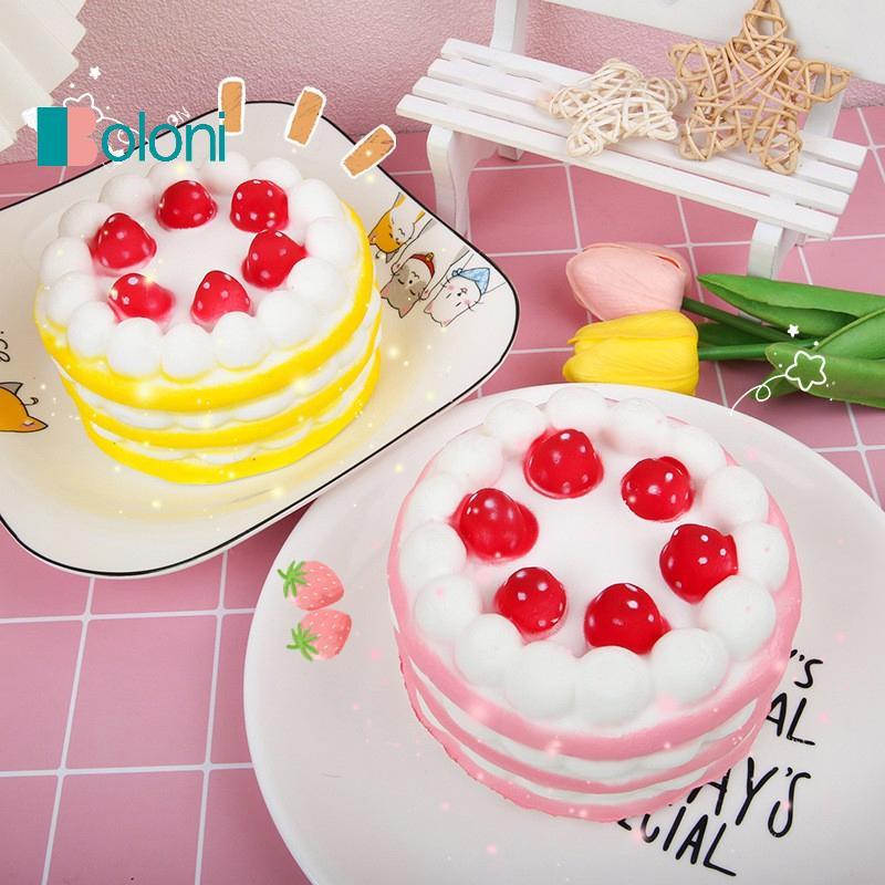 [Boloni] Kawaii เค้กช้า Rising ความเครียดบรรเทาของเล่นบีบสําหรับเด็ก PU Soft Dpression ของเล่นอาหารจําลองเค้กบีบของเล่นใหม่