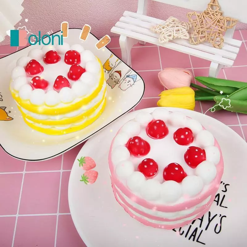 [Boloni] Kawaii เค้กช้า Rising ความเครียดบรรเทาของเล่นบีบสําหรับเด็ก PU Soft Dpression ของเล่นอาหารจําลองเค้กบีบของเล่นใหม่