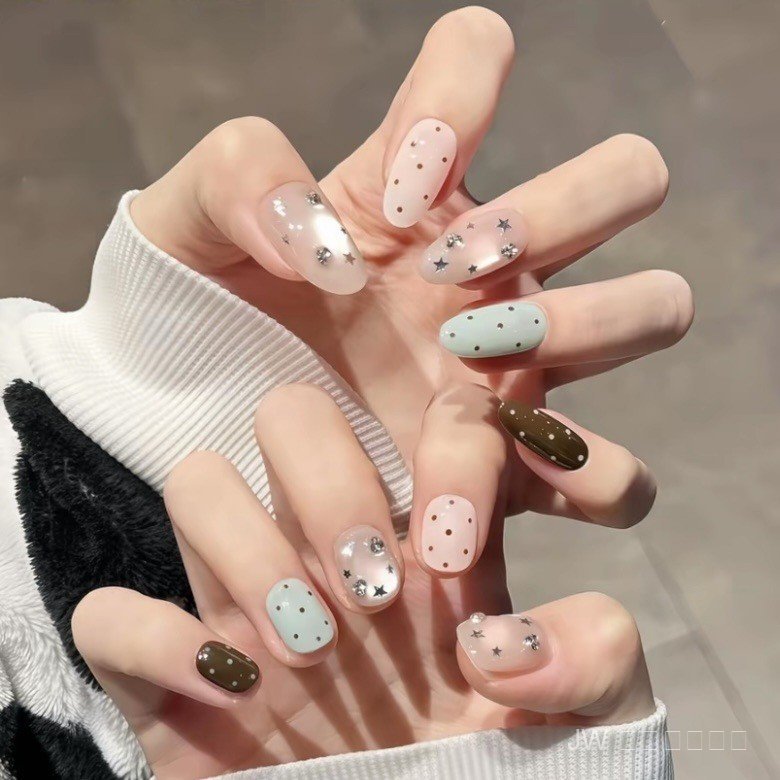 เล็บปลอมงานเจลแท้ สีทูโทนมิ้นท์-ชมพู ลายแคทอายลูกแก้ว สไตล์เกาหลี เรียบหรูดูแพง ✨ ราคา ถูกที่สุด ดีลบีเคเค แกลเลอรีภาพที่ 2
