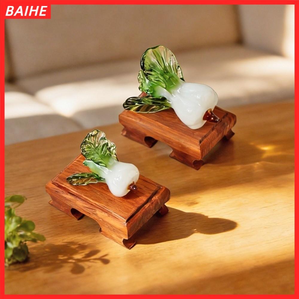 BAIHE คริสตัลตกแต่งโต๊ะ, Bok Choy รูปร่างแก้วเป่า Bok Choy, การออกแบบความเจริญรุ่งเรือง Bok Choy เคร