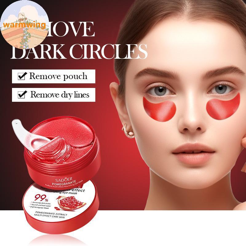 Warmwing 60pcs SADOER ทับทิมสีแดงคอลลาเจน Eye Mask Firming Anti Dark Circles ลบตากระเป๋า Moisturizin