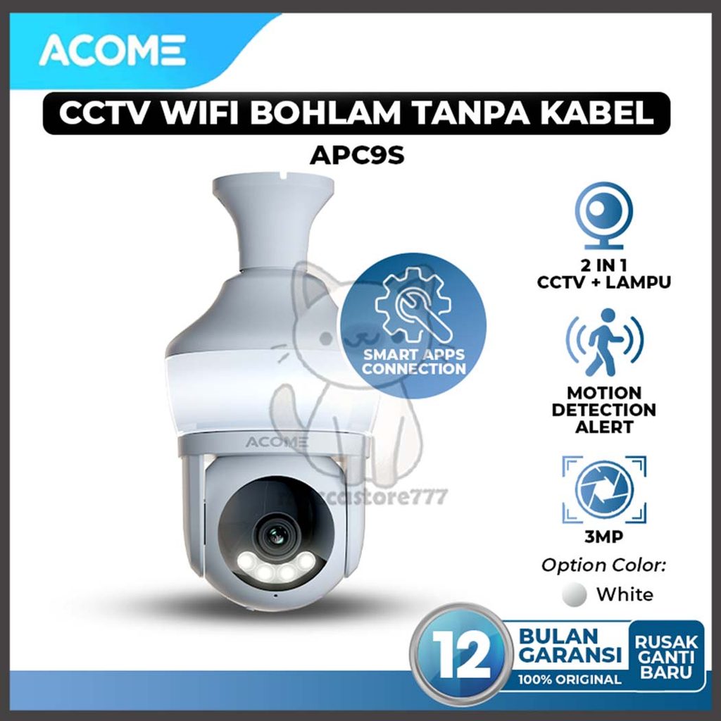 ACOME IOT กล้องวงจรปิด APC9S | หลอดไฟกล้องวงจรปิด | Full HD 1293P | 3MP | หมุน360° | เสียง 2 ทาง | ส