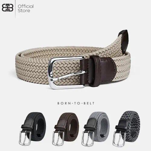 เข็มขัดถัก BorntoBelt เข็มขัดผ้ายืด เข็มขัดผู้ชาย  ใส่สบาย ไม่ต้องเจาะรู ยืดได้ตามเอว Elastic Woven Belt 45 นิ้ว