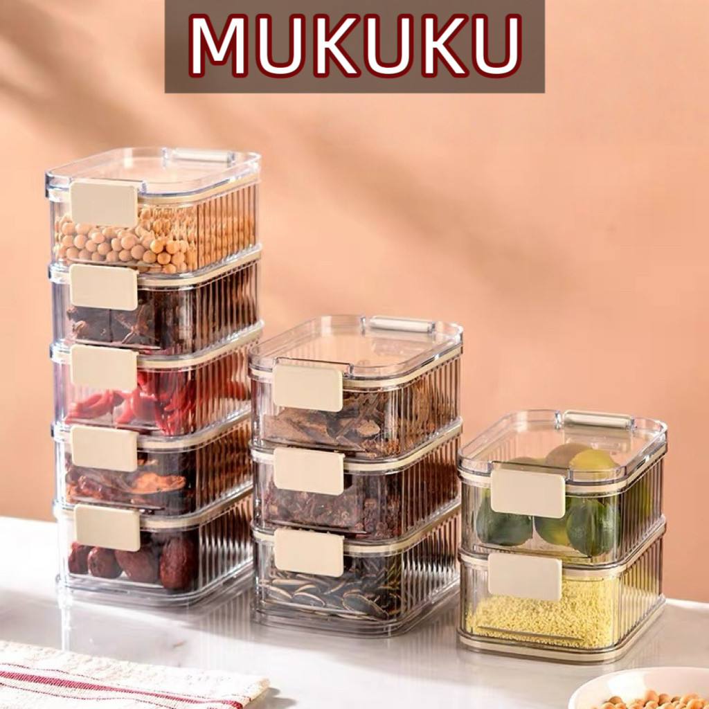 MUKUKU กระปุกใส่เครื่องปรุง กล่องใส่อาหาร จัดระเบียบ เครื่องปรุง เครื่องเทศ อเนกประสงค์