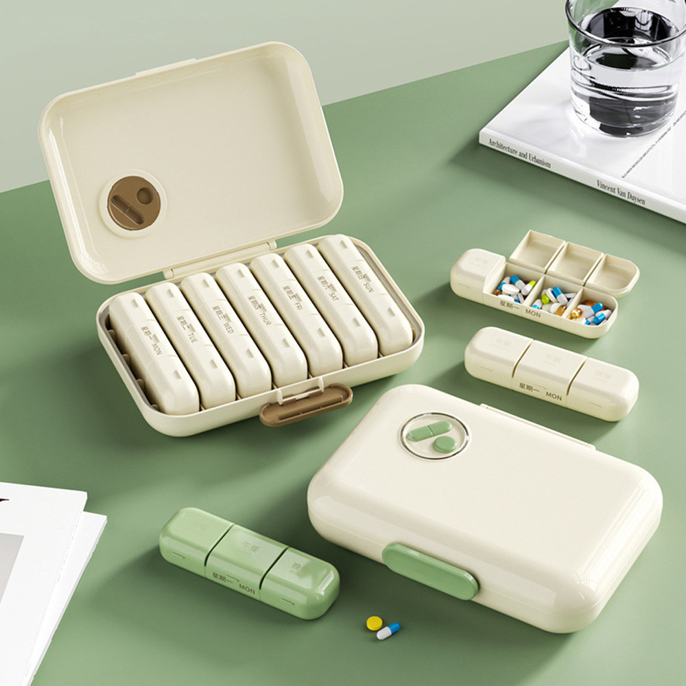 1pcs Weekly Pill Organizer 3/4X a Day, 7 Day Pill Box 3/4 Times, for Travel Pill Case for Pills/Vita