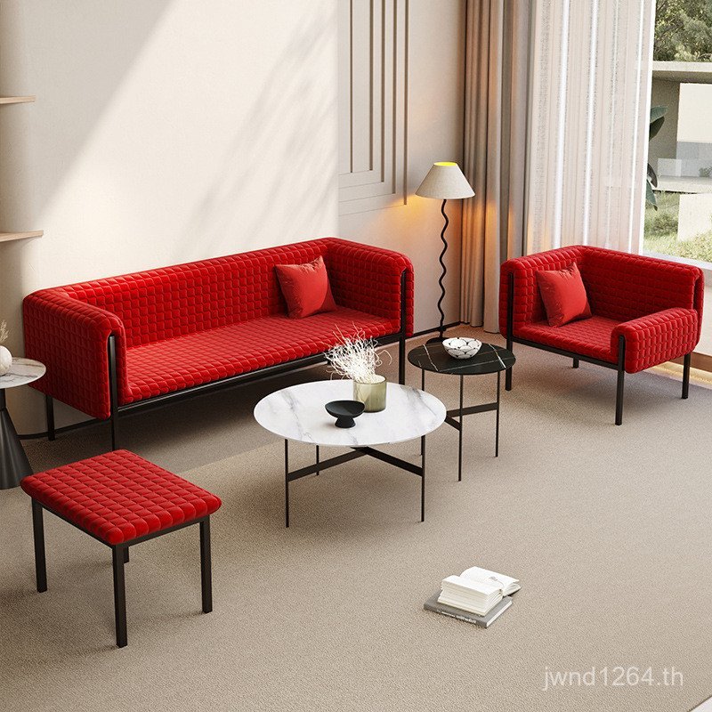 Simple Leisure เก้าอี้ Nordic ผ้าเดี่ยว ruche Light โซฟาเก้าอี้ Designer ห้องนั่งเล่นสไตล์สีแดงหรูหร