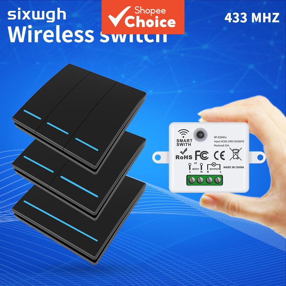 ชุดสวิตช์ไร้สายไร้สาย 433MHz RF ไม่ต้องเดินสายไฟสําหรับการดัดแปลงโคมไฟและหลอดไฟเซ็นเซอร์ไฟอัจฉริยะ