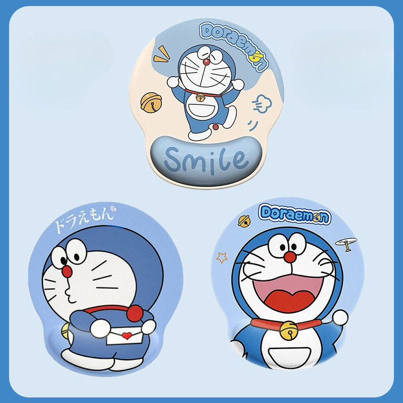 แผ่นรองเมาส์ส่วนที่เหลือข้อมือโดราเอมอนน่ารักเมมโมรี่โฟมนุ่มไม่ลื่นสําหรับเล่นเกมสํานักงาน