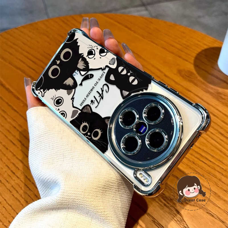 น่ารักแมวดําชุบกรอบเคสโทรศัพท์สําหรับRealme 9 8 Pro 8S 7 5 Q5i Q5 Q3S Q3T Q2 P4 Power P3 Lite P3X V7