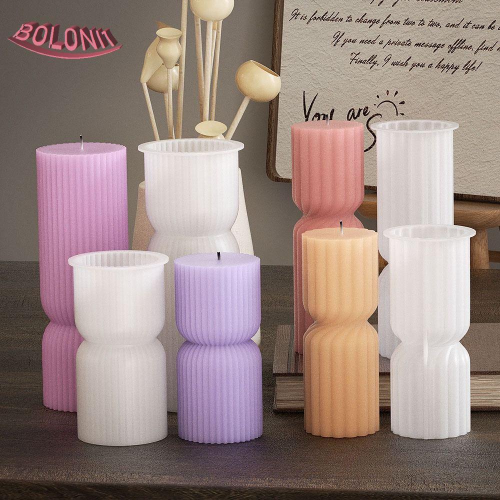 BO Stripe แม่พิมพ์เทียนทรงกระบอก, เสา Pinstripe เทียนแบน Mould, เทียนหอมคอลัมน์ DIY 3D แม่พิมพ์คอลัม