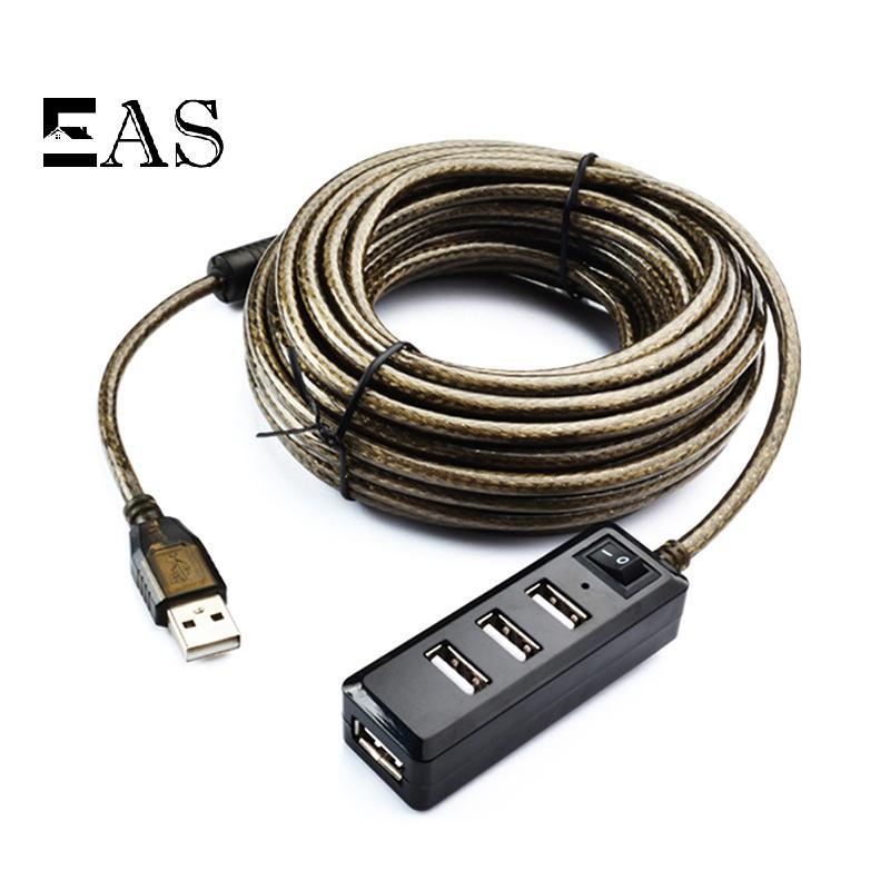 [EA] 4 พอร์ต USB 2.0 HUB สายต่อชายหญิง Active Repeater การ์ดเครือข่ายไร้สายสายไฟอะแดปเตอร์ USB 3M TH