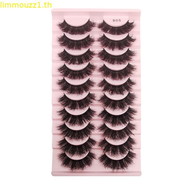 HBZGTLAD Soft Mink Eyelashes 3D Curl Winged End Eye Elongated ปลอม Lashes หนา Handmade ธรรมชาติขนตาป