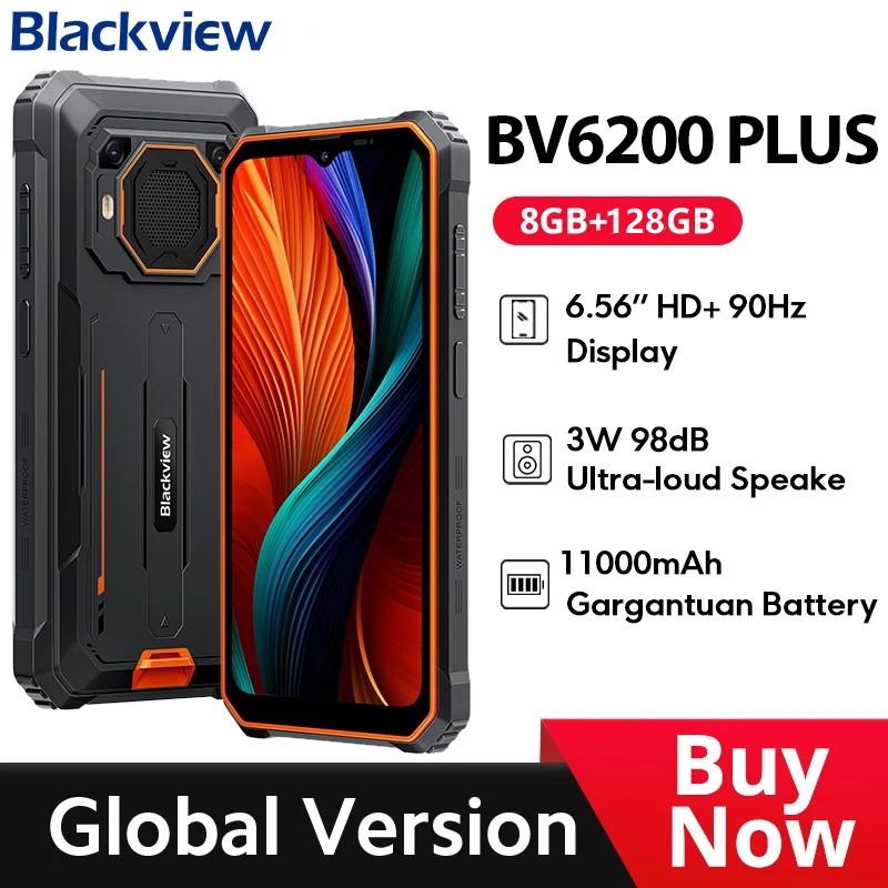 Blackview BV6200 Plus โทรศัพท์ที่ทนทาน 8GB + 128GB 11000mAh 6.56 HD + จอแสดงผล Octa Core T606 16MP ก