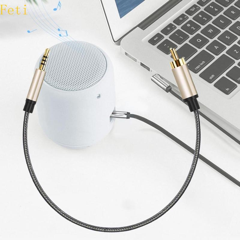 Feti RCA ถึง 3 5 มม.สาย RCA ตัวผู้ถึงสาย AUX ถักกับสายสเตอริโอ RCA สาย RCA