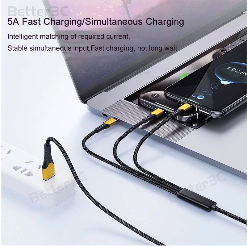 5A PD100W Super Fast สายชาร์จ 5 in 1 High-Density Nylon รูปที่ 6