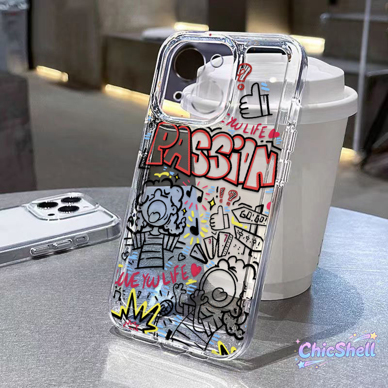 เคสไอโฟน ชีวิตกราฟฟิตี เคสใส กันกล้อง cho iPhone 11 12 13 14 15 16 ProMax X XR XS Max 7 8Plus-CL