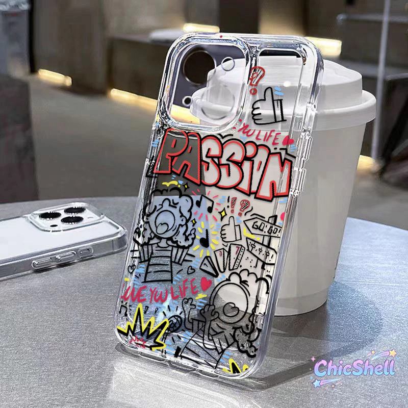เคสไอโฟน ชีวิตกราฟฟิตี เคสใส กันกล้อง cho iPhone 11 12 13 14 15 16 ProMax X XR XS Max 7 8Plus-CL
