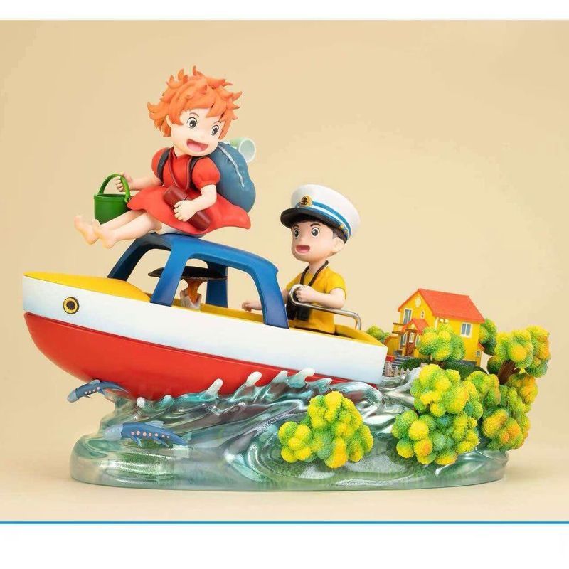 Ponyo และ Sosuke Scenario Hand-Made Ponyo บน Shore เรือ Hayao Miyazaki อะนิเมะตกแต่งรุ่นตัวอักษร