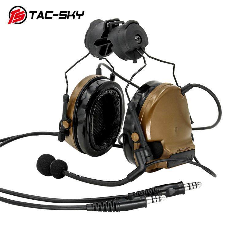 TAC-SKY C3 Dual-Way ARC Rail Bracket รุ่น COMTAC III Noise Cancelling Pickup ชุดหูฟังยุทธวิธีซิลิโคน