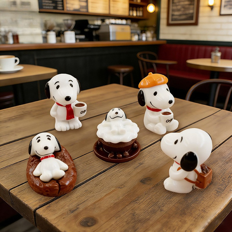 5ชิ้นน่ารักลูกสุนัขรักกาแฟเรซิ่นเสน่ห์สําหรับ ทําเอง(2-140)