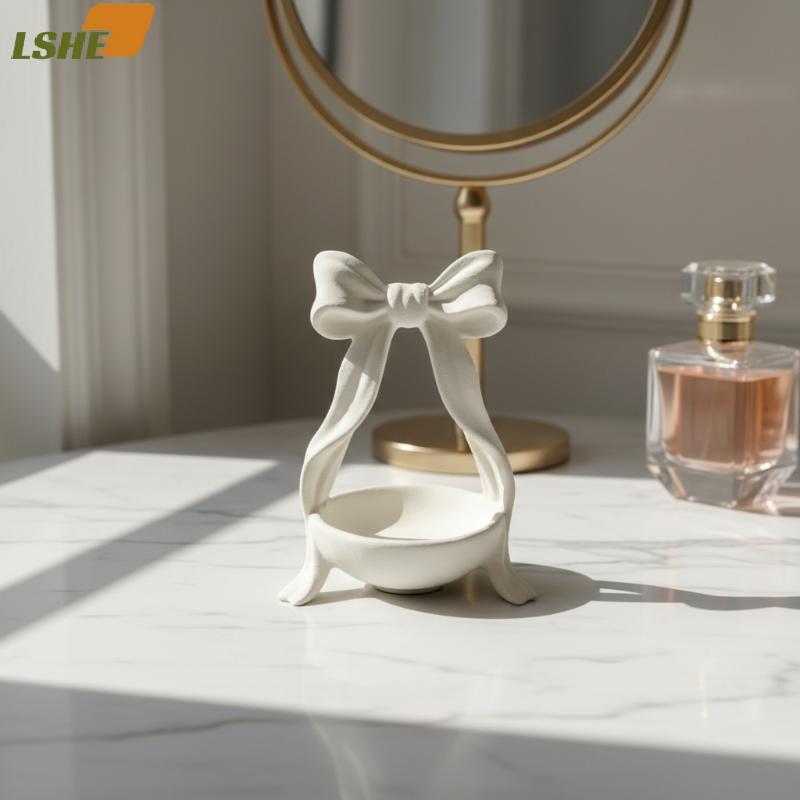[LSHE] ถาดเก็บเครื่องประดับรูปโบว์ 3D ต่างหูผู้ถือแหวนออแกไนเซอร์สําหรับห้องนอนห้องนั่งเล่นชั้นวางตกแต่งใหม่