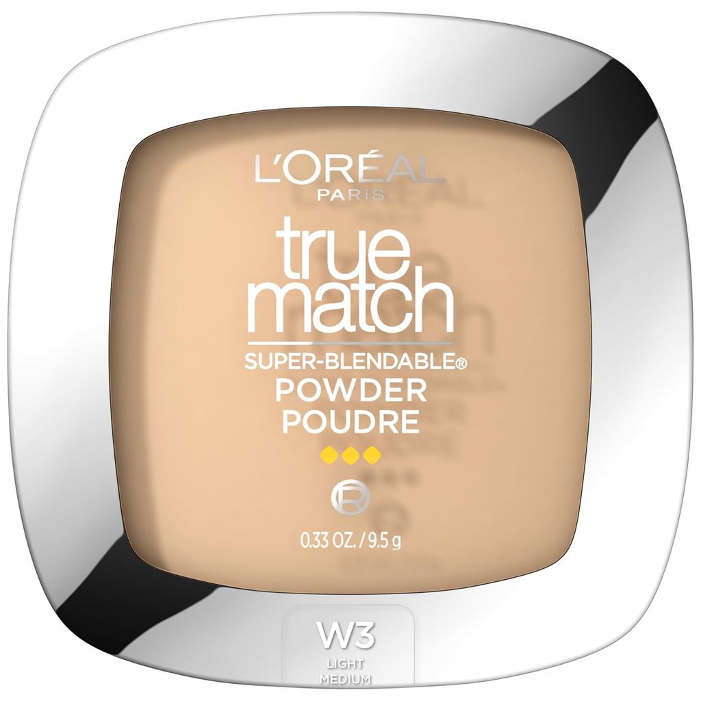 LOreal Paris TrueMatch รองพื้นไร้น้ํามัน Super Easy to Smudge, W3 Light Medium Color, 0.33 ออนซ์, บร