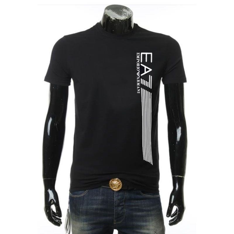 ฤดูร้อน ea7 แขนสั้นเสื้อยืดผู้ชายพิมพ์รอบคอครึ่งแขนแฟชั่น All-Match Casual T